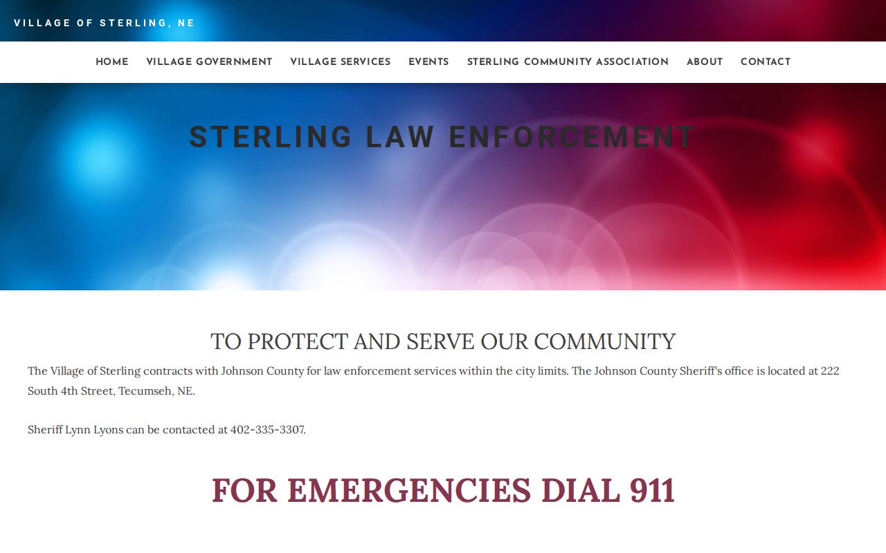 Johnson County Sterling booking-record source on the official Sterling law-enforcement page